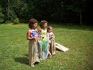 kids sack race at the picnic