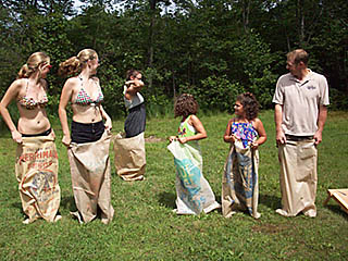 sack race at the picnic