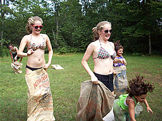 sack race at the picnic