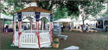 gazebo adorned with colonial bunting