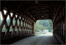 squam river covered bridge interior view