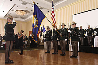 saluting the color guards